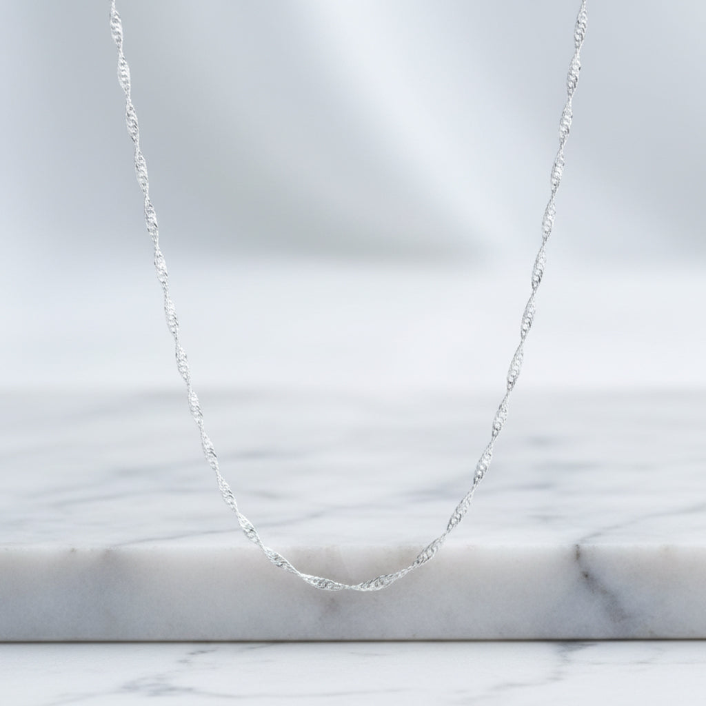 Halskette / Wasserwellenkette aus 925er Sterling Silber, verschiedene Längen