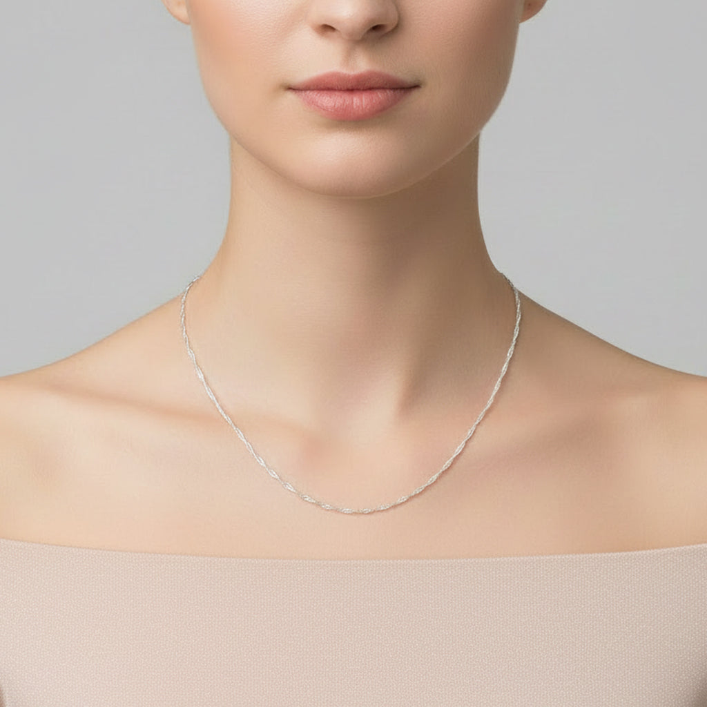 Halskette / Wasserwellenkette aus 925er Sterling Silber, verschiedene Längen