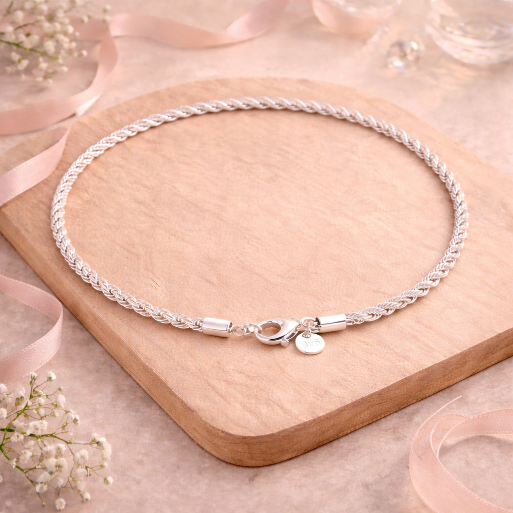 Schmuckset aus 925er Sterling Silber, Twisted Cord