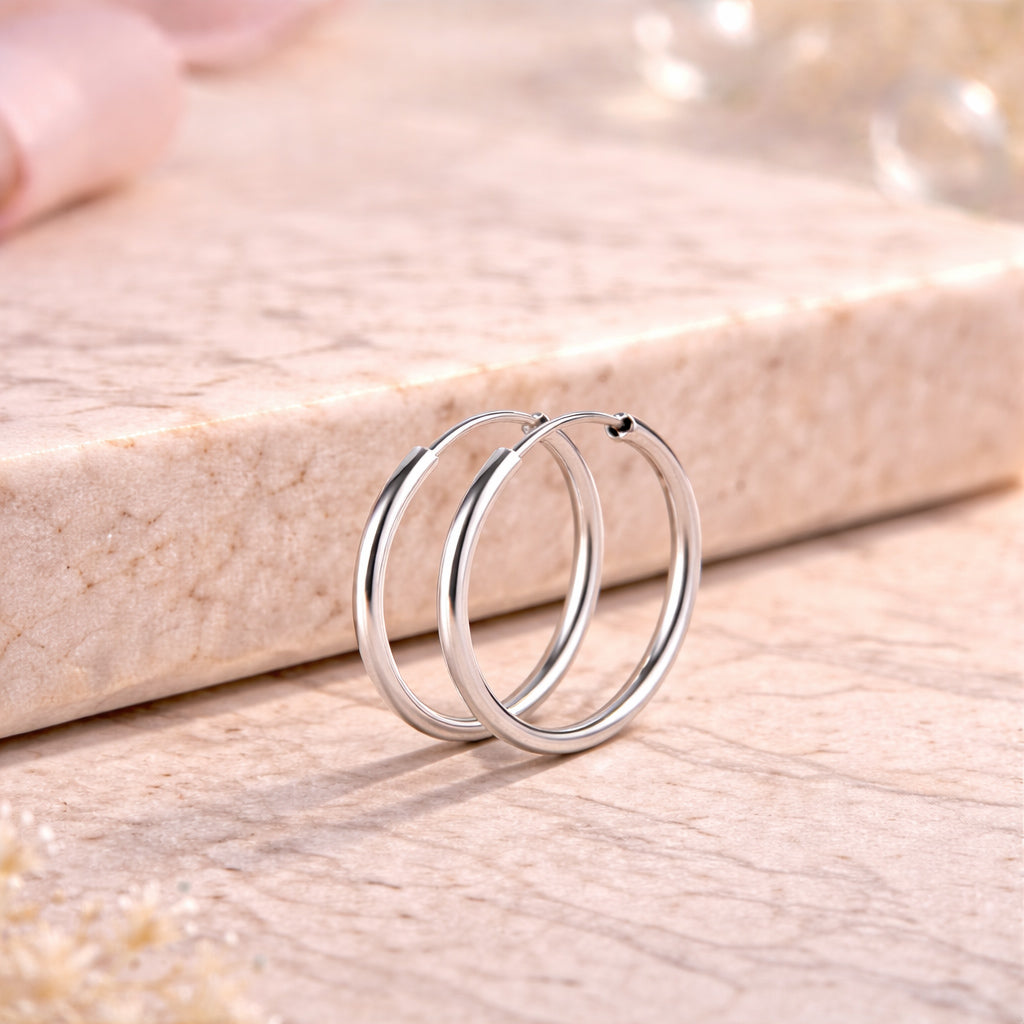 Creolen aus 925er Sterling-Silber, verschiedene Größen mit Bügelverschluss