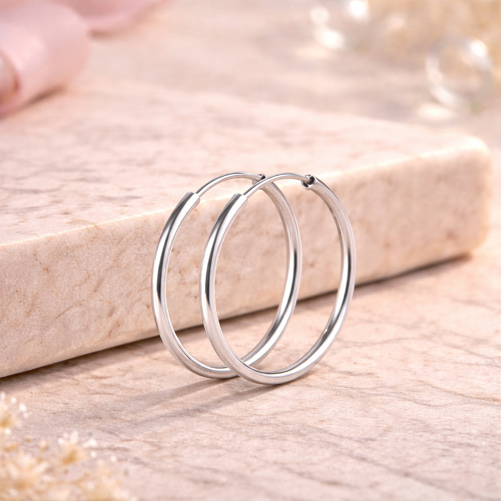 Creolen aus 925er Sterling-Silber, verschiedene Größen mit Bügelverschluss