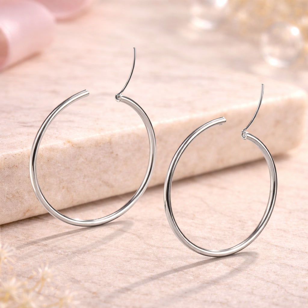 Creolen aus 925er Sterling-Silber, verschiedene Größen mit Bügelverschluss