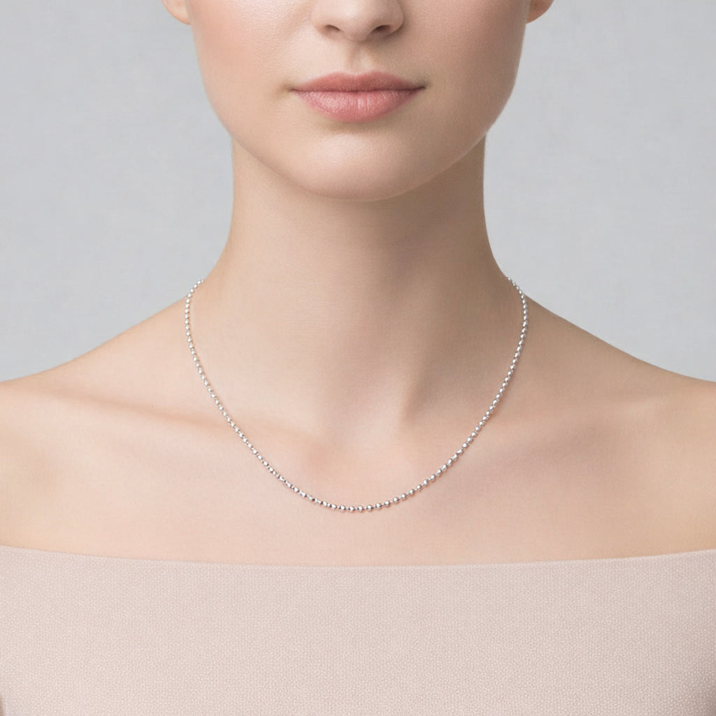 Halskette / Kugelkette aus 925 Silber, 45cm Länge
