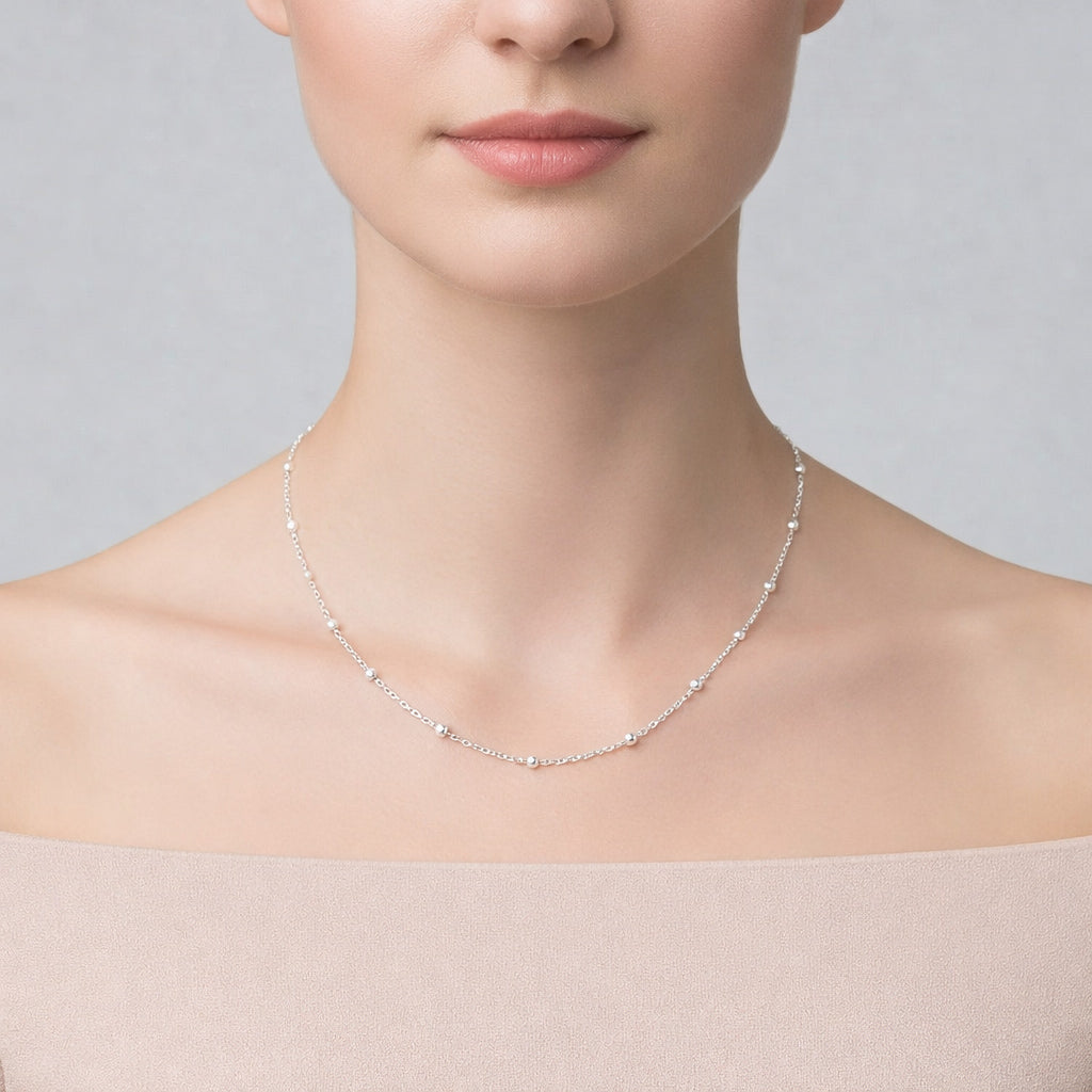 Halskette / Stationenkette aus 925 Silber, 45cm Länge