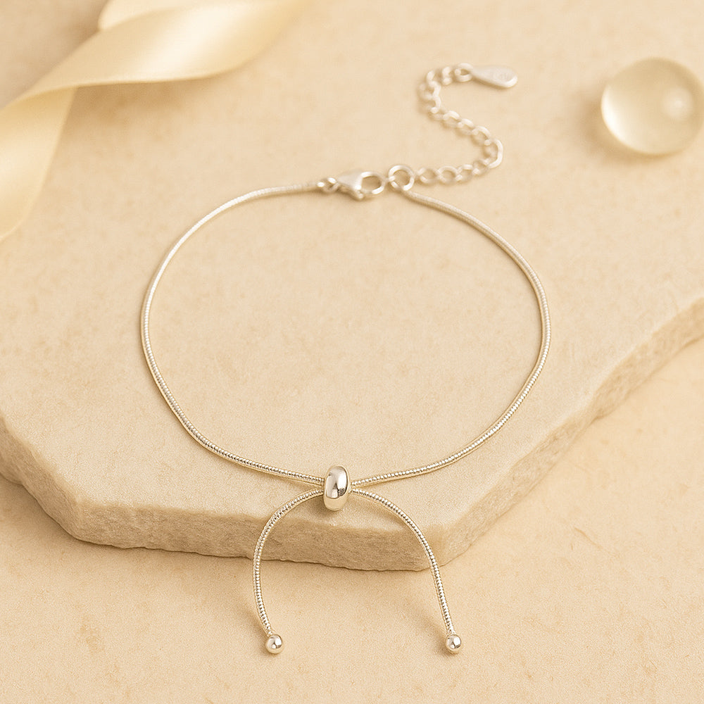 Fußkettchen aus 925er Sterling Silber, mit Zugbändchen